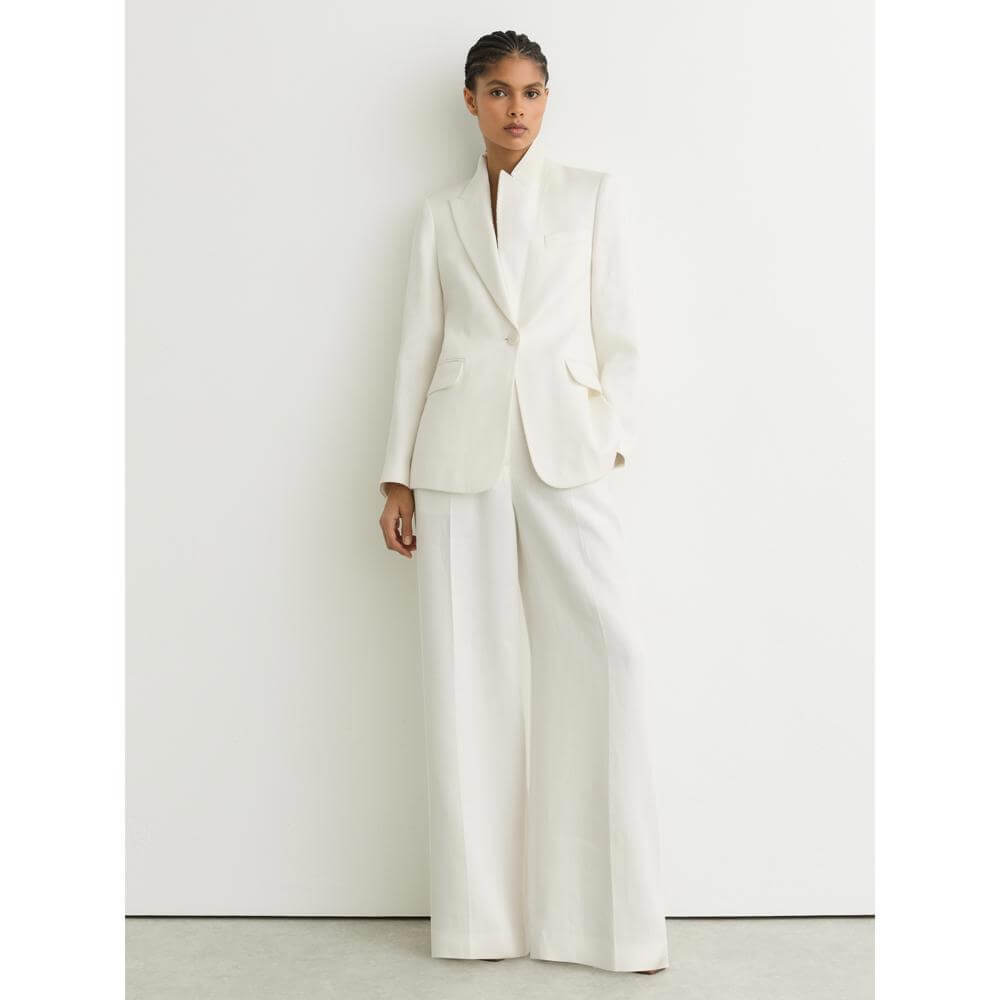 REISS Alyx Linen-Blend Single-Breasted Suit Jacket